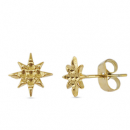 Stainless Steel - Rostfrei Stahl Ohrringe / Ohrstecker Star Gold