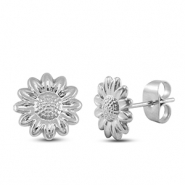 Stainless Steel - Rostfrei Stahl Ohrringe / Ohrstecker Flower Silver
