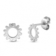 Stainless Steel - Rostfrei Stahl Ohrringe / Ohrstecker Flower Silver