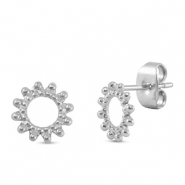 Stainless Steel - Rostfrei Stahl Ohrringe / Ohrstecker Flower Silver