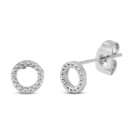 Stainless Steel - Rostfrei Stahl Ohrringe / Ohrstecker Round Silver