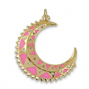 TQ Metall Brass Anh&auml;nger Moon Gold-pink