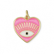 TQ Metall Brass Anh&auml;nger Heart Eye of Providence Gold-pink-white