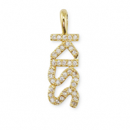 TQ Metall Brass Anh&auml;nger Zirconia "Kiss" Gold