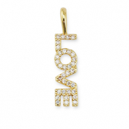 TQ Metall Brass Anh&auml;nger Zirconia "Love" Gold