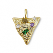 TQ Metall Brass Anh&auml;nger Zirconia Triangle Gold-multicolor
