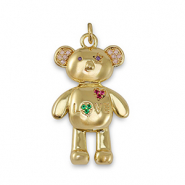 TQ Metall Brass Anh&auml;nger Zirconia Bear Gold-multicolor