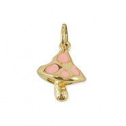 TQ Metall Brass Anh&auml;nger Mushroom Gold-light pink