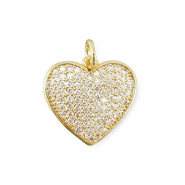 TQ Metall Brass Anh&auml;nger Zirconia Heart Gold