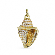 TQ Metall Brass Anh&auml;nger Zirconia Shell Gold