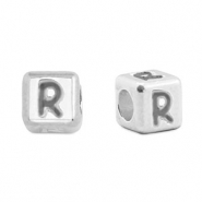 Perle Buchstabe Metall DQ R Antik silber (Nickelfrei)