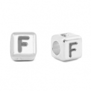Perle Buchstabe Metall DQ F Antik silber (Nickelfrei)