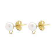 Zubeh&ouml;r aus Stainless Steel - Rostfreiem Stahl Ohrringe / Ohrstecker Imitation Pearl with loop 6mm Gold