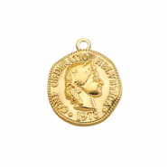 Anh&auml;nger aus Stainless Steel - Rostfreiem Stahl Coin Gold