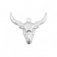 Anh&auml;nger aus Stainless Steel - Rostfreiem Stahl Texas Longhorn Skull Silver