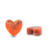 Perlen Naturstein Heart Orange-white-brown