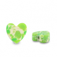 Perlen Naturstein Heart Green-white-brown