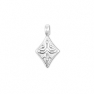 Anh&auml;nger aus Stainless Steel - Rostfreiem Stahl Rhombus with flower Silver