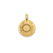 Anh&auml;nger aus Stainless Steel - Rostfreiem Stahl Round with flower Gold