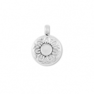 Anh&auml;nger aus Stainless Steel - Rostfreiem Stahl Round with flower Silver