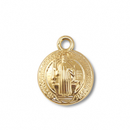 Anh&auml;nger Metall Round With Saint Gold