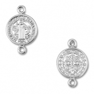 Anh&auml;nger Metall Zwischenst&uuml;ck Round With Saint Silver