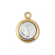 Anh&auml;nger Metall Round With Saint Silver-gold