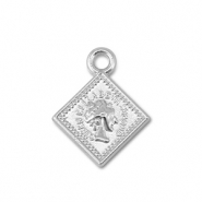 Anh&auml;nger Metall Rhombus With Queen Elisabeth Silver