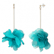 Musthave Ohrringe/Ohrstecker Chiffon Flower Teal green-gold