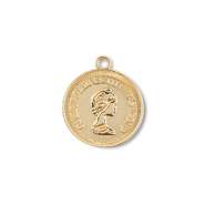 Anh&auml;nger Metall Round With Queen Elisabeth Gold
