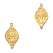 Anhänger Metall DQ Oval with Flower Gold (Nickelfrei)