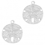 Anhänger aus Stainless Steel - Rostfreiem round Starfish Silver