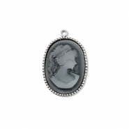 Anh&auml;nger aus Stainless Steel - Rostfreiem Kamee Oval Silver-grey