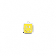 Anh&auml;nger aus Stainless Steel - Rostfreiem Square with Smiley Silver-yellow