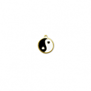 Anh&auml;nger aus Stainless Steel - Rostfreiem Round Yin & Yang Gold-black-white