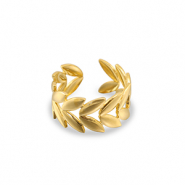 Stainless Steel - Rostfrei Stahl Ringe Leaf Gold