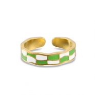 Stainless Steel - Rostfrei Stahl Ringe Chequered Gold