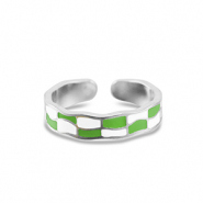 Stainless Steel - Rostfrei Stahl Ringe Chequered Silver