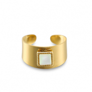 Stainless Steel - Rostfrei Stahl Ringe Square Gold-white
