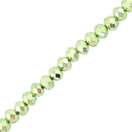 Facetten Top Glas Perlen 4x3mm Rondellen Metallic green