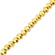 Facetten Top Glas Perlen 4x3mm Rondellen Metallic gold