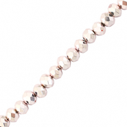 Facetten Top Glas Perlen 4x3mm Rondellen Metallic light pink