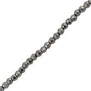 Facetten Top Glas Perlen 2mm Rund Metallic gunmetal