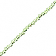 Facetten Top Glas Perlen 2mm Rund Metallic green