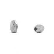 Perlen aus Stainless Steel - Rostfreiem Stahl Faceted Oval Silver
