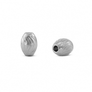 Perlen aus Stainless Steel - Rostfreiem Stahl oval Silver