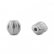 Perlen aus Stainless Steel - Rostfreiem Stahl Oval Silver