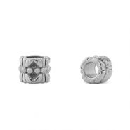Perlen aus Stainless Steel - Rostfreiem Stahl Rondelle Flower Silver