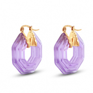 Musthave Resin Ohrringe Hexagon Gold-transparent purple