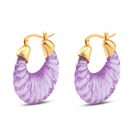 Musthave Resin Ohrringe Oval Gold-transparent purple